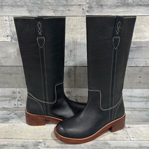 FREE PEOPLE Blaze Pull-On Boots - Victorian Black Leather - Sz - 9